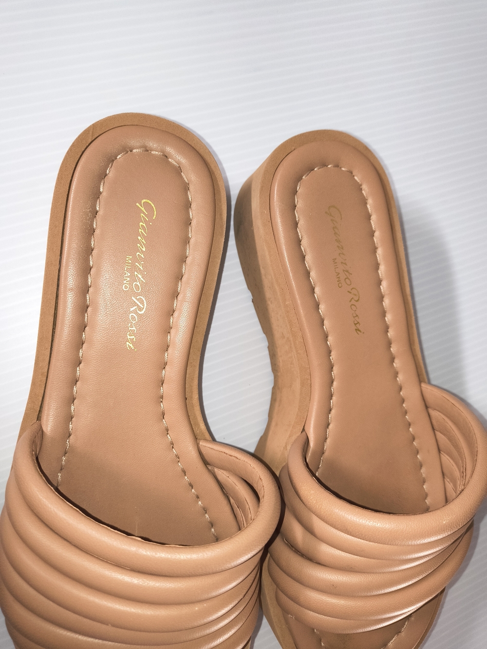 Gianvito Rossi Padded Nappa Leather Platform Slide Sandals - Nude Tan Size 36